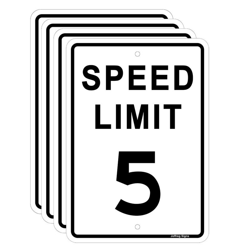 Joffreg Speed Limit 5 MPH Sign,17 x12 Inches,Reflective Aluminum,4 Pack - Image 1